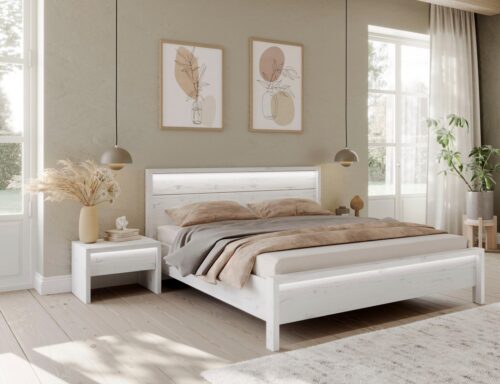 Home affaire Massivholzbett Moivre, inkl. LED-Beleuchtung