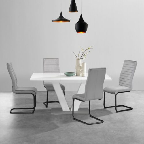 Home affaire Essgruppe Elbach, TOPSELLER!, OTTOs Choice, (Set, 5-tlg), ausziehbar 120-160 cm, Hochglanz, Tischgruppe Freischwinger