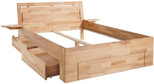 Home affaire Massivholzbett Sabrina, Stauraumbett mit hoher Stabilität, INKLUSIVE Schubladen