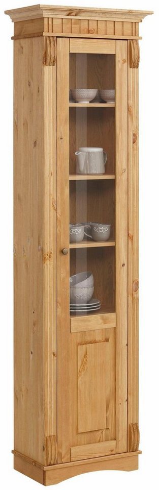 Home affaire Vitrine Teresa (Maße (B/T/H): ca. 55/32/193 cm) mit 1 Glastür, Höhe 193 cm, aus massiver Kiefer, FSC®