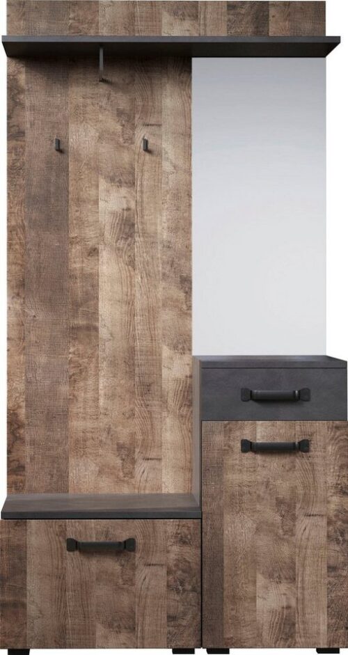Home affaire Garderobenschrank Saragossa Kompaktgarderobe, Tür, Schublade, Klappe - (B/T/H) 104/32/190 cm