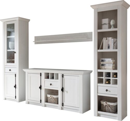 Home affaire Wohnwand California, (Set, 4-St), bestehend aus Standregal, Vitrine, Sideboard, Wandregal