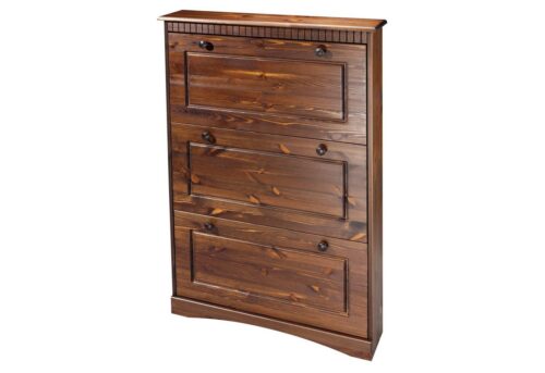 Home affaire Schuhschrank Rustic aus massiver Kiefer, 3 Schuhklappen, für 9-11 Paar, Kassettenoptik
