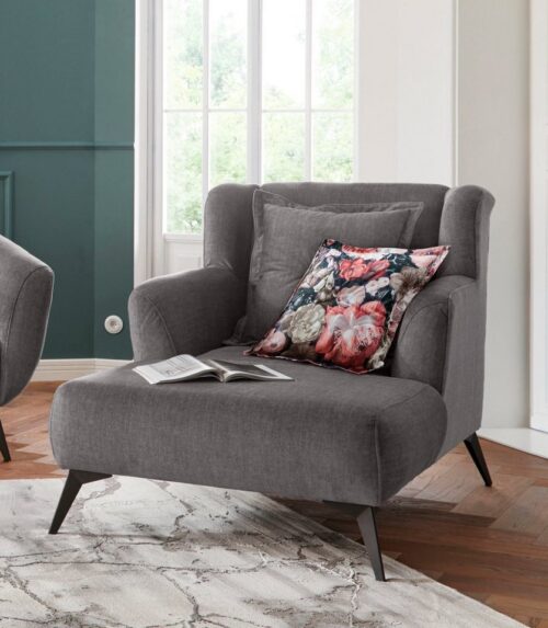 Home affaire Loveseat Baggio Mega Sessel für Komfort und Entspannung, zeitlos und modern, Zierkissen inklusive, schwarze Metallfüße