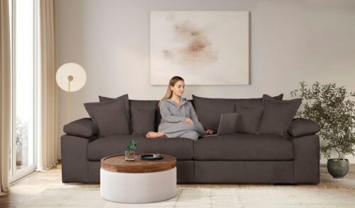 Home affaire Big-Sofa Soft&Cosy XL, B: 246 cm - OTTO. Verlässliche Qualität., Mega-Sofa, Cord oder Chenille-Struktur, mit Federkern & 4 Zierkissen