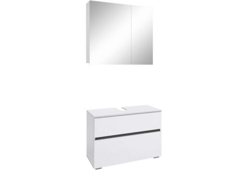 Home affaire Badmöbel-Set Wisla, (Set, 2-St), Spiegelschrank, WBU mit Siphonausschnitt u. Push-to-open, Breite 80 cm