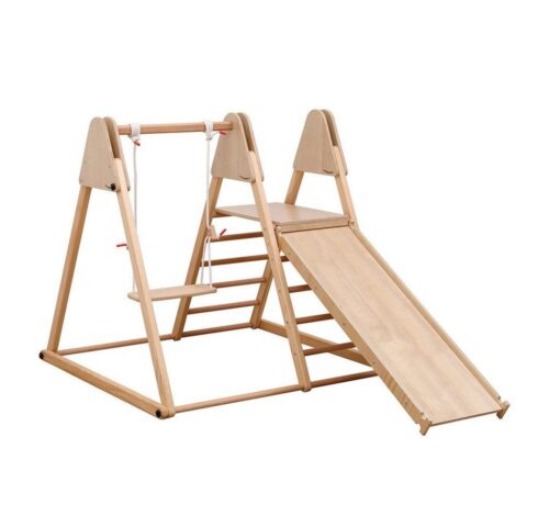 HOME DELUXE Klettergerüst Indoor IDA, (inkl. Leiter, Rutsche, Schaukel & Kletterdreieck), 112 x 182 x 115,5 cm, Holz - Klettergerüst, Spielturm, Spielplatz