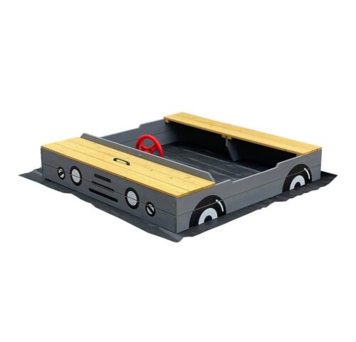 HOME DELUXE Sandkasten KIDDY - 120 x 120 x 20 cm, (inkl. Sitzmöglichkeit & PE-Folie), Holzsandkasten