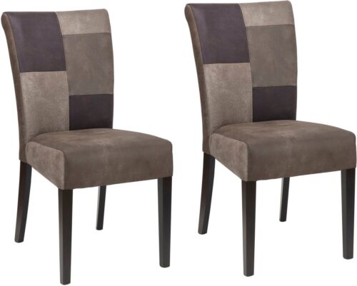 Home affaire Esszimmerstuhl Queen (Set, 2 St), Beingestell aus Massivholz, Patchwork Bezug im Landhaus Stil