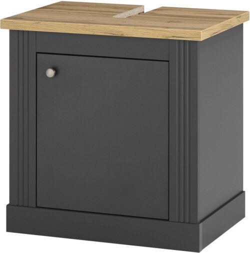 Home affaire Waschbeckenunterschrank WESTMINSTER, Waschtisch im Landhausstil, Badschrank mit Metallgriffen in 2 Farben verfügbar, mit Stauraum hinter Drehtür