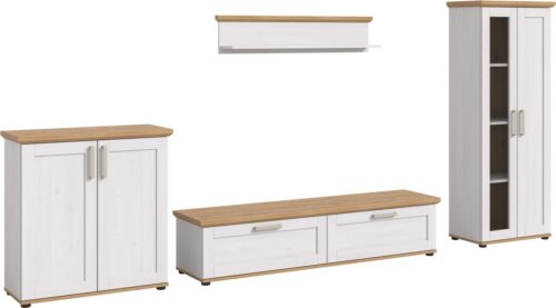 Home affaire Wohnwand Cosenza, (Set, 4-St), Cosenza, Breite: 336 cm, Vitrine, Highboard, Lowboard, Wandboard