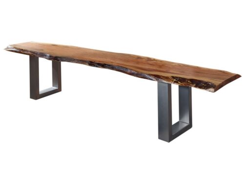 Massivmoebel24 Bank FREEFORM (Baumbank Akazie 220x38x45 Walnuss lackiert FREEFORM 2 #08), Baumbank Akazie 220x38x45 Walnuss lackiert FREEFORM 2 #08