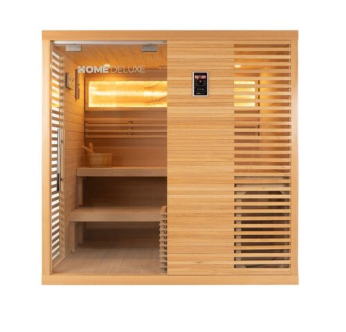HOME DELUXE Sauna Traditionelle Sauna NEOLA, BxTxH: 200 x 160 x 200 cm, für bis zu 5 Personen, inkl. 7,5 kW Saunaofen, hochwertiges Tannenholz