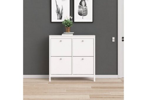 Home affaire Schuhschrank Madrid, Schuhaufbewahrung mit Griffen, skandinavisches Design Mit 4 Klappen, jeweils 2 Böden, B: 102 cm, H: 103 cm, Zwei Griffarten