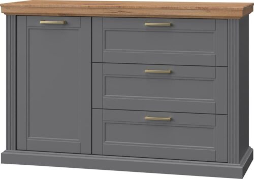 Home affaire Sideboard Tara, Landhaus Kombikommode B/T/H: 138/48/91 cm, FSC®-zertifiziert (Soft-Close-Funktion, goldfarbene Metallgriffe, Innendekor Holzoptik), lackiert mit wasserbasiertem UV-Lack, unempfindlich und kratzfest