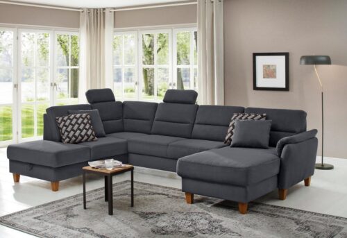 Home affaire Wohnlandschaft Palmera U-Form, B: 308 cm, optional Bettfunktion & Bettkasten, Federkern