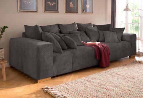 Home affaire Big-Sofa Neapel, mit vielen losen Kissen, in 2 Bezugsqualitäten