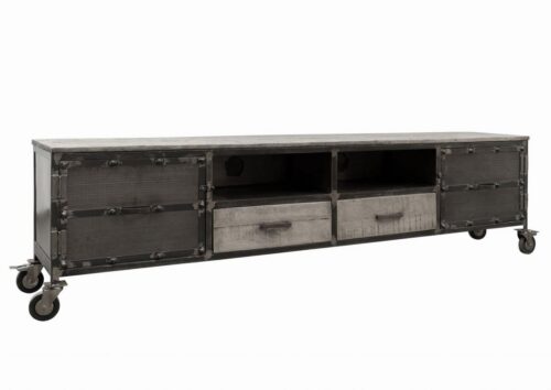 Massivmoebel24 TV-Board HEAVY INDUSTRY (Massivholz), TV-Board Mango 220x40x60 grau lackiert HEAVY INDUSTRY #132