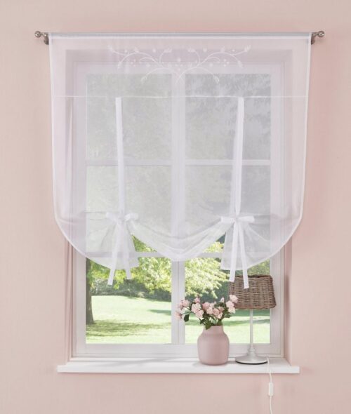 Home affaire Gardine Lulu (1 St), Stangendurchzug, transparent, Voile, transparent, Voile mit Stickerei