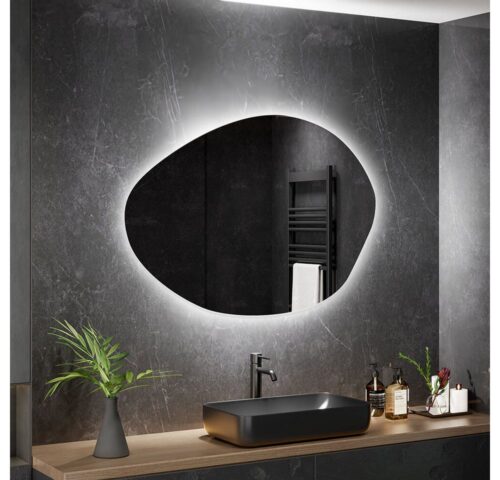 HOME DELUXE LED-Lichtspiegel MAY asymmetrisch, Größenauswahl, LED-Wandspiegel, Badezimmerspiegel, Badspiegel mit Beleuchtung