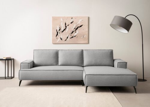 Home affaire Ecksofa TVINNU, L-Form, 275cm, in Cord und Leinenoptik, wahlweise Recamiere rechts/links, schwarze Füße, bequemer Sitzkomfort