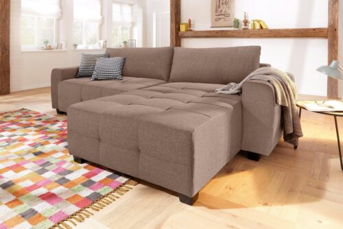 Home affaire Ecksofa Bella L-Form, B: 254 cm - OTTO. Verlässliche Qualität., mit 2 Zierkissen, optional Bettfunktion & Bettkasten, Federkern