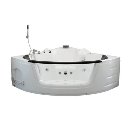 HOME DELUXE Whirlpool-Badewanne LAGUNA - L Kompakt 140 x 140 x 65 cm, inkl. Farblichttherapie, Armaturen, Radio, Eckbadewanne
