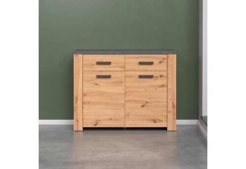 Home affaire Kommode Ambres (1 St), Kommode mit 2 Türen & 2 Schubladen - (B/T/H) 116/35/91 cm