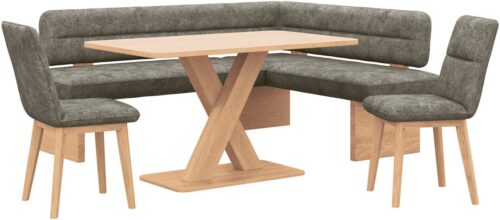 Home affaire Eckbankgruppe Louise + Miles Essecke Sitzgruppe Eckbank Küchenbank, (Set, 4-tlg., 4er), Sitzgruppe Esszimmer Stühle Tisch und Bank bequem gepolstert