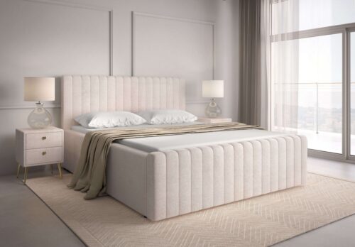 Home affaire Polsterbett MOIVRE wahlweise mit/ohne Bettkasten, Breite Liegefläche 160/180 cm, Stauraumbett, Doppelbet mit Kopfteil, ohne Matratze, 2 Breiten