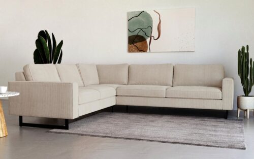 Home affaire Ecksofa Pinto, XXL, 250/290 cm, langer Schenkel, Ottomane, Cord, Chenille, Lederoptik, mit Keder, Metallfüße, Wellenunterfederung