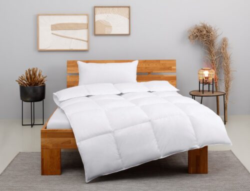 Home affaire Kunstfaserbettdecke + Kopfkissen Taylore Set: 1 Bettdecke 135x200 cm & 1 Kissen 80x80 cm oder 40x80 cm, Füllung: 100% Polyester, Bezug: 100% Baumwolle, Sommer, Herbst & Winter