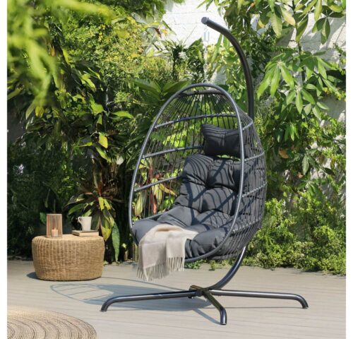 HOME DELUXE Hängesessel faltbar LOMA - 86 x 118 x 72 cm, inkl. Gestell und Auflagen, Gartenliege, Hollywoodschaukel