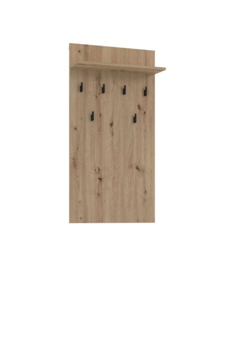 Home affaire Garderobenpaneel Arran, Wandregal Wandpaneel, Wandgarderobe praktisch & stillvoll, mit 6 Kleiderhaken und Ablage für Accessoires, Breite 63 cm