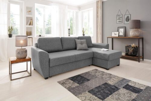 Home affaire Ecksofa Quin L-Form, mit Bettfunktion, Bettkasten und Zierkissen, mit Federkern