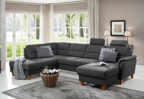 Home affaire Wohnlandschaft Palmera U-Form, B: 308 cm, optional Bettfunktion & Bettkasten, Federkern