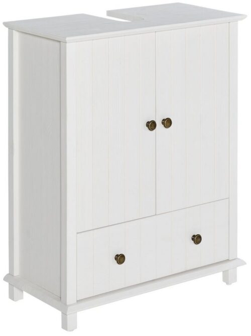 Home affaire Waschbeckenunterschrank Vili Badezimmerschrank, Badunterschrank mit Schublade, aus Massivholz