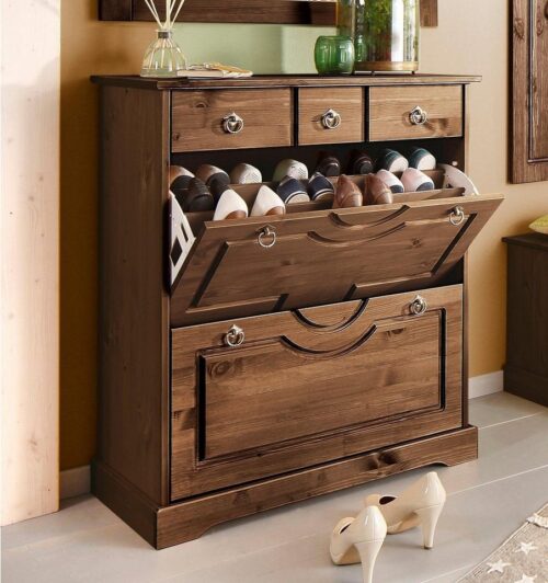 Home affaire Schuhschrank Klera aus massiver Kiefer, FSC®, Breite 81 cm, dreifache Schuhhalterung