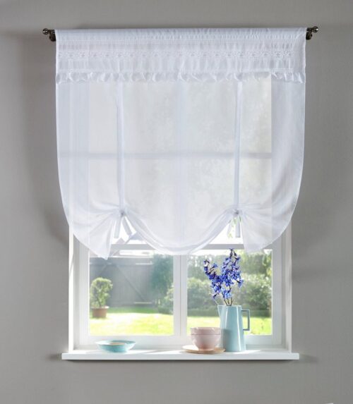 Home affaire Bindegardine LISA (1 St), Stangendurchzug, transparent, transparent, Bindegardine mit echter Spitze