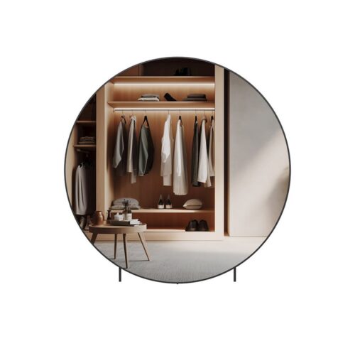 HOME DELUXE Spiegel Rund KALI XXL - Größenauswahl, freistehend nutzbar, Wandspiegel, Standspiegel, Ankleidezimmer