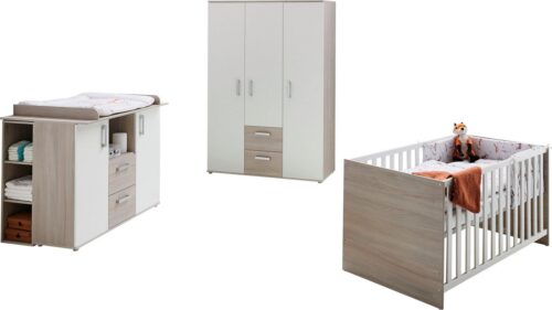 Home affaire Babyzimmer-Komplettset Geert, (Set, 4-tlg., Kinderbett, Regal, Schrank, Wickelkommode), Made in Germany, mit Kinderbett, Regal, Schrank und Wickelkommode