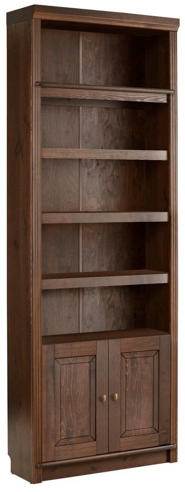 Home affaire Bücherregal Soeren, aus massiver Kiefer, Höhe 220 cm, mit 2 Holztüren, viel Stauraum