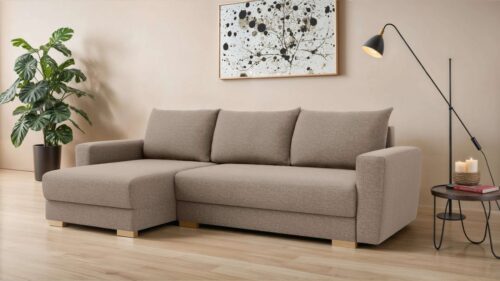 Home affaire Ecksofa MAGHERA universell Schlafsofa mit Bettkasten, Maße B/T/H: 255/142/84cm, L-Form mit Recamiere rechts oder links montierbar, hoher Sitzkomfort