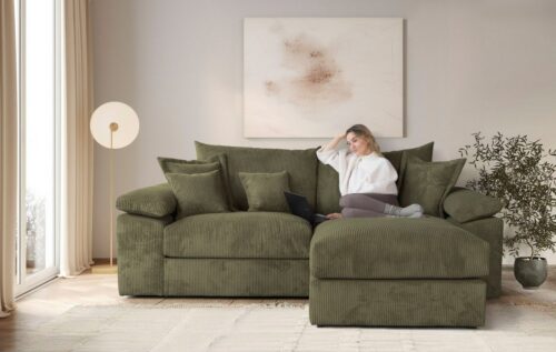 Home affaire Ecksofa Soft&Cosy XL L-Form, B: 246 cm - OTTO. Verlässliche Qualität., Mega-Sofa, Cord oder Chenille-Struktur, mit Federkern & 4 Zierkissen