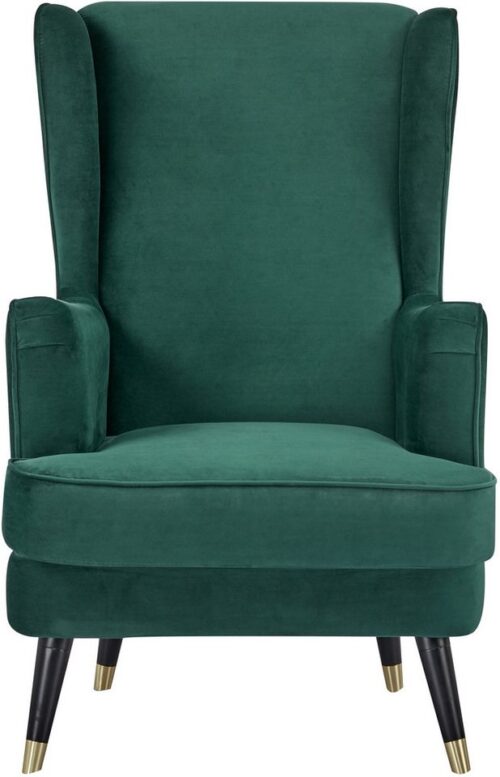 Home affaire Ohrensessel ZILLER, TV-Sessel, frei im Raum stellbar, in Cord und Samtvelours, Holzfüsse mit dekorativen Metallhülsen, Traumhafter Relaxsessel