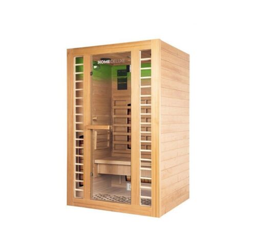 HOME DELUXE Infrarotkabine REDSUN M DELUXE PLUS, BxTxH: 120 x 105 x 190 cm, (Komplettset) 4 DUO-Vollspektrumstrahler, Für 1-2 Personen, Hochwertiges Hemlockholz