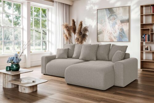 Home affaire Ecksofa LAKESIDE klein mit Bettfunktion und Bettkasten, B/T/H 235/142/84 cm, L-Form, Recamiere beidseitig montierbar, mit Wellenunterfederung