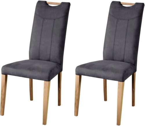 Home affaire Esszimmerstuhl Roberta Polsterstuhl, Gestell Eiche massiv (Set, 2 St), Bezug aus strapazierfähiger Microfaser