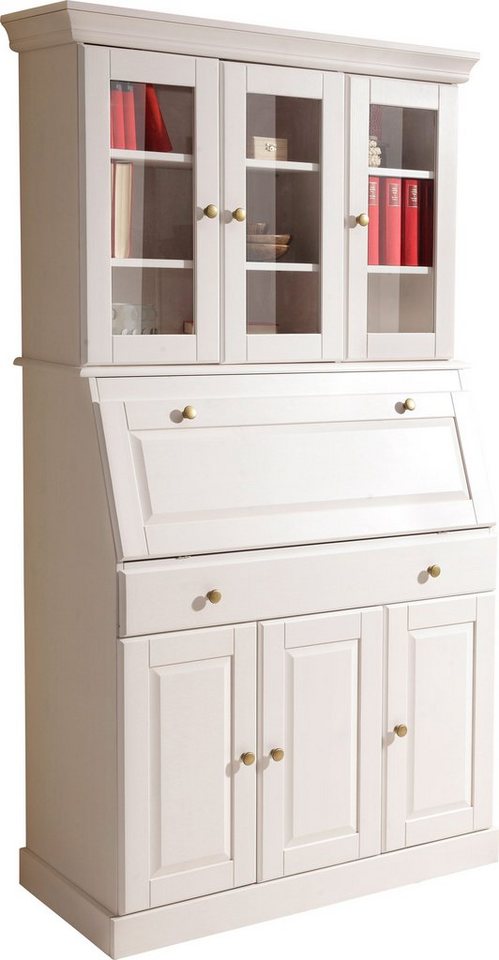 Home affaire Sekretär Rosi im Landhausstil, Schreibtisch aus Massivholz, mit Vitrine, in 2 Breiten