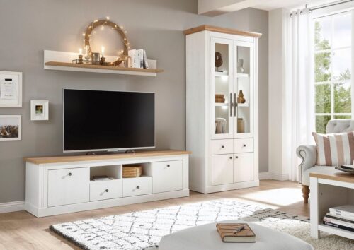 Home affaire Wohnwand Westminster TOPSELLER!, (Set, 3-St., Vitrine, Lowboard, Wandregal), im romantischen landhausstil